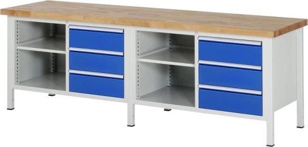 Etabli RAU série 8000 - exemple 8462 L2500 x P700 x H840-1040 mm base réseau L2425 x P650 x H800-1000 mm 03-8462A2-257B4H....