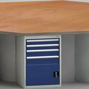 Etabli standard KLW de forme octogonale avec plateau multiplex en hêtre de forme octogonale 3259 x 3259 x 40 mm L x l x P...
