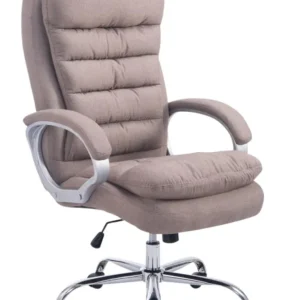 Fauteuil de bureau ergonomique et confortable jusqu'à 235 kg en tissu taupe et métal chromé 10_0002405