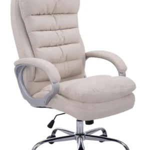 Fauteuil de bureau ergonomique et confortable jusqu'à 235 kg en tissu crème et métal chromé 10_0002402