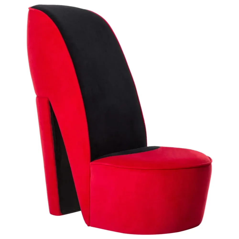 Fauteuil lounge design tendance en forme de talon haut en velours rouge DEC026791
