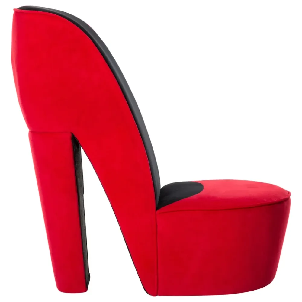 Fauteuil lounge design tendance en forme de talon haut en velours rouge DEC026791