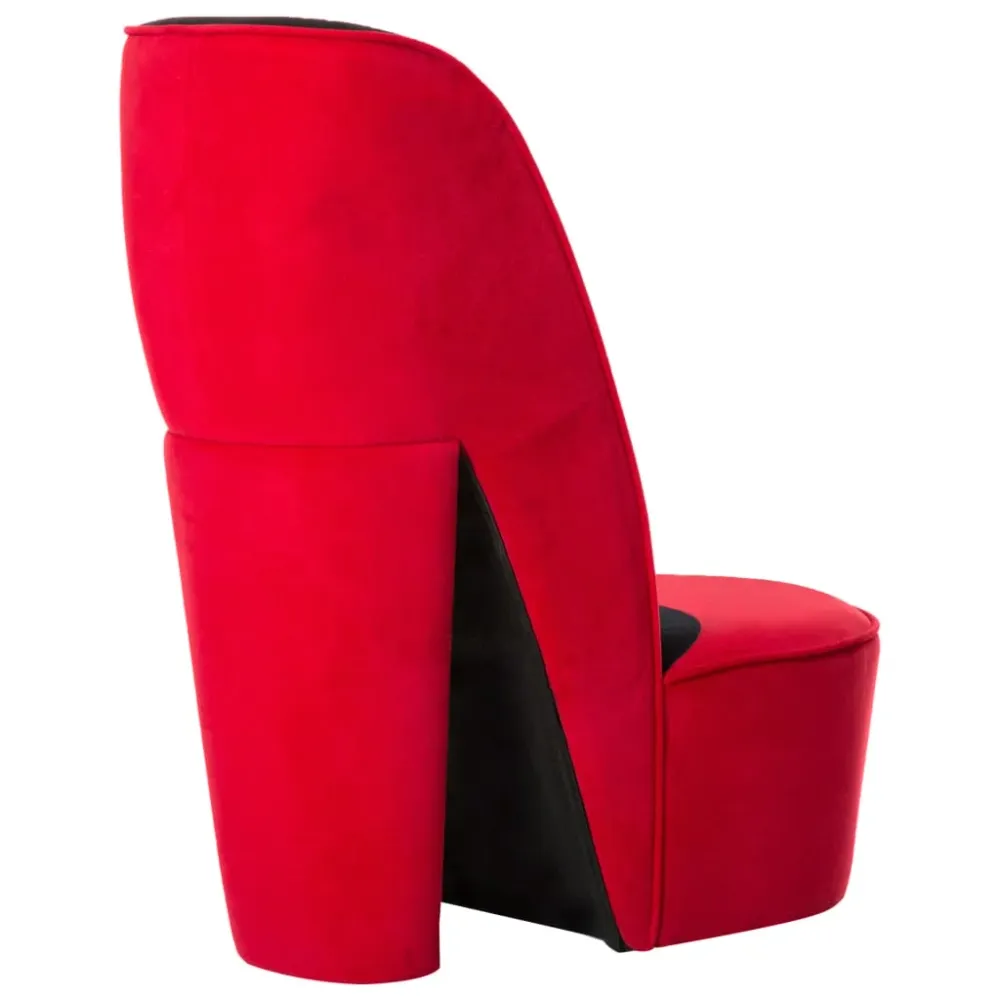 Fauteuil lounge design tendance en forme de talon haut en velours rouge DEC026791