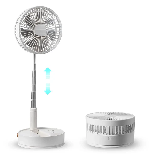 8 Inch Foldable Oscillating Standing Fan Remote Control, 4-Speed Adjustable, Portable Desk Fan, 7200mAh Accumulateur USB