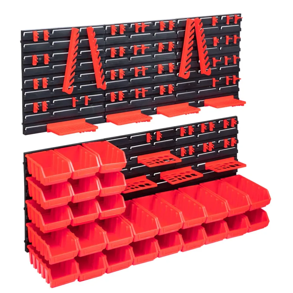 Kit de bacs de stockage et panneaux muraux 103 pièces rouge et noir 02_0003843
