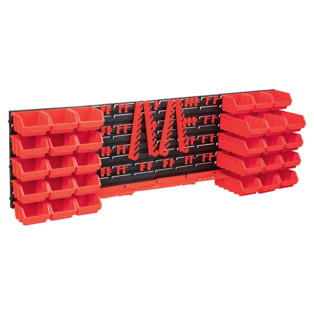 Kit de bacs de stockage et panneaux muraux 80 pièces rouge et noir 02_0003852es