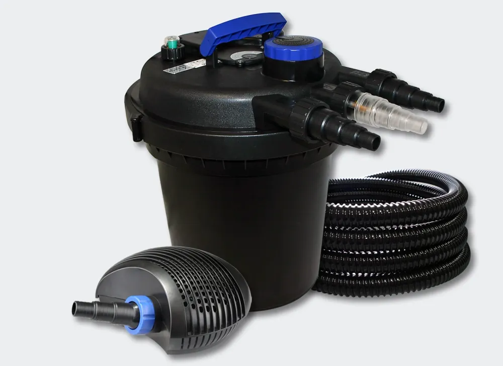 Kit filtration bassin à pression 6000l 11 Watts UVC 20 Watts éco Pompe 25m Tuyau 4216210