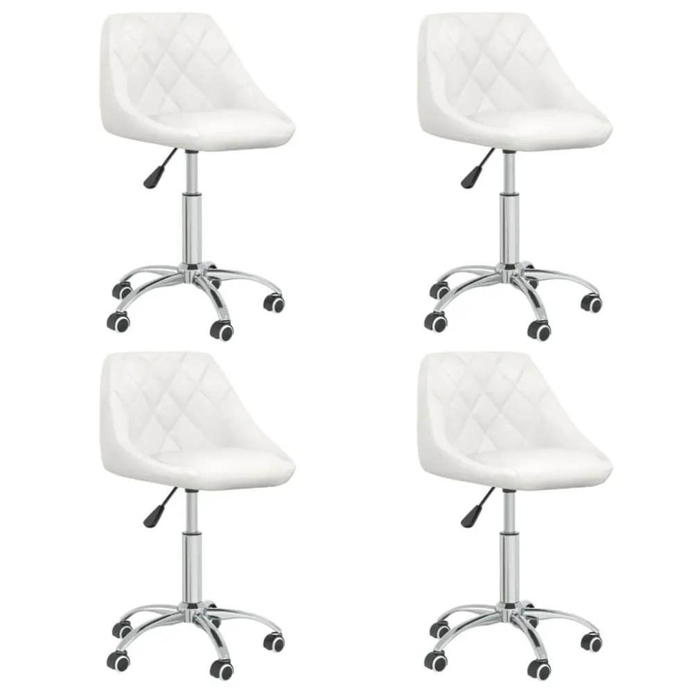 Lot de 4 chaises tabourets sur roulettes siège pivotant hauteur réglable en VINYLE blanc DEC025323