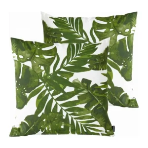 Lot de 2 coussins carrés tissu synthétique jungle 45x45x8 cm