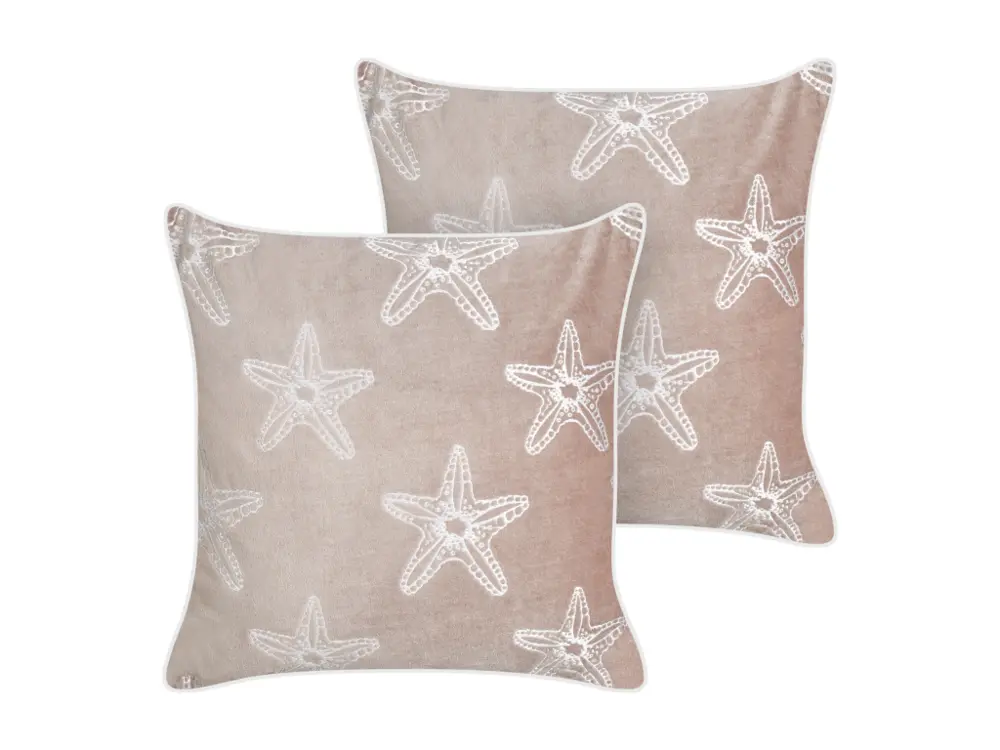 Lot de 2 coussins en velours à motif d'étoile de mer rose 45 x 45 cm CERAMIUM