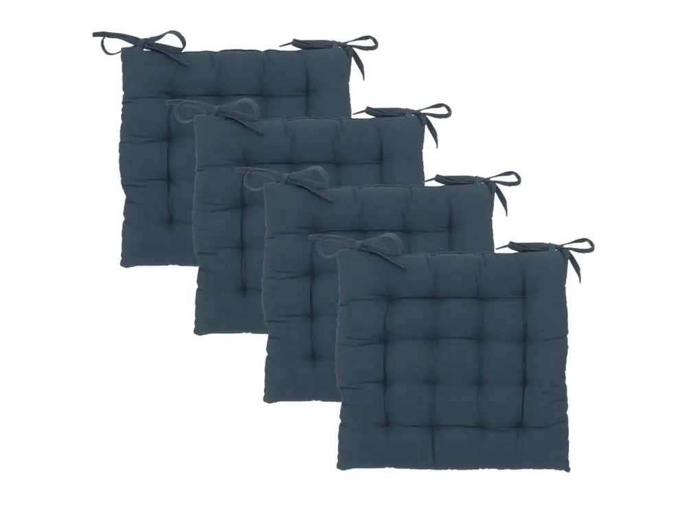 Lot de 4 Galettes de chaise en Coton Bleu egeen 38 x 38 cm