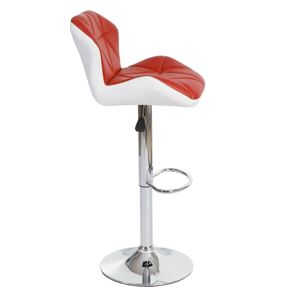 Lot de 2 tabourets de bar avec repose-pieds synthétique rouge et blanc TDB04024
