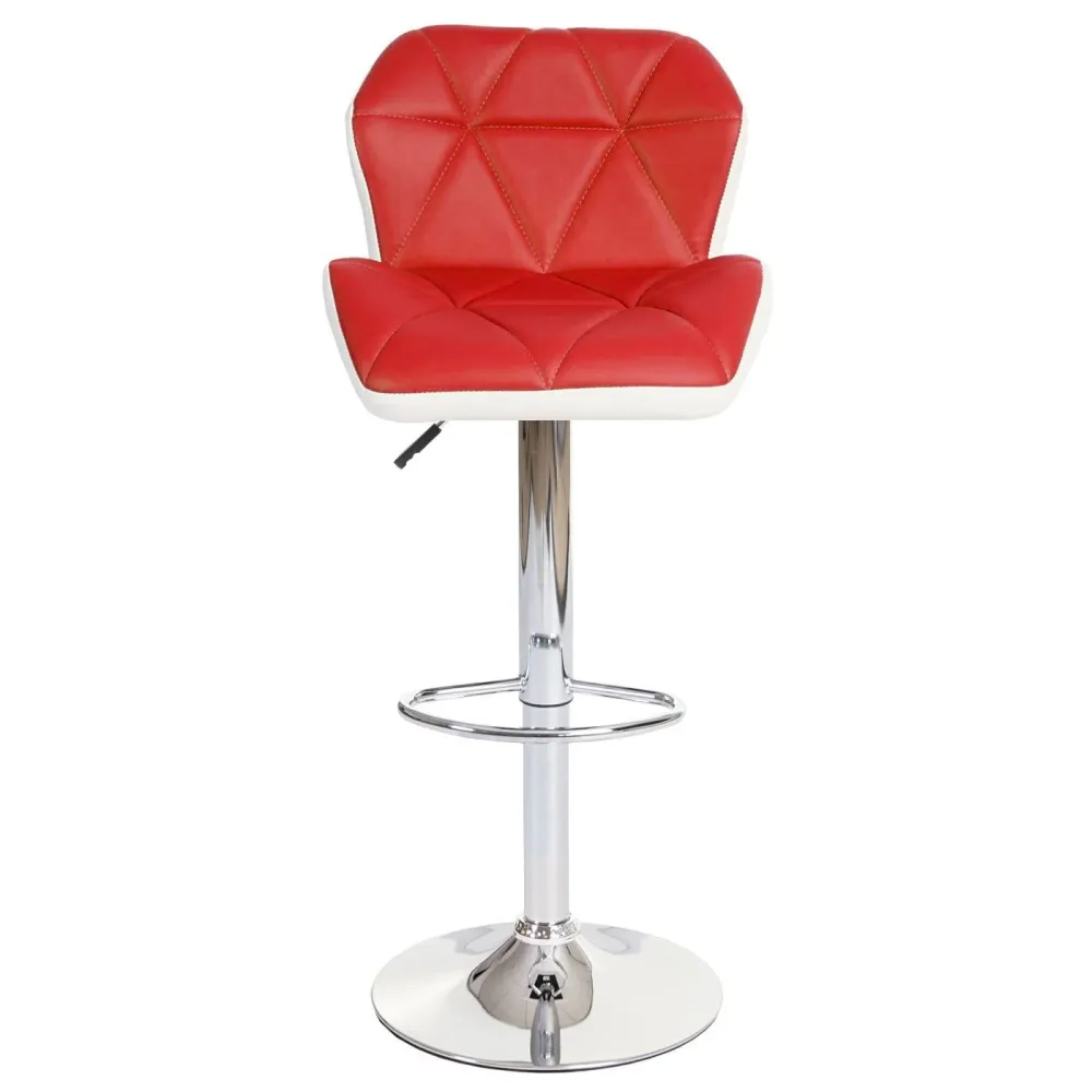 Lot de 2 tabourets de bar avec repose-pieds synthétique rouge et blanc TDB04024