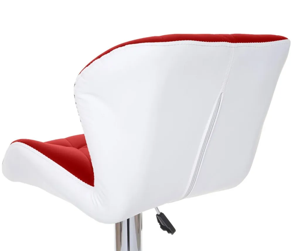 Lot de 2 tabourets de bar avec repose-pieds synthétique rouge et blanc TDB04024