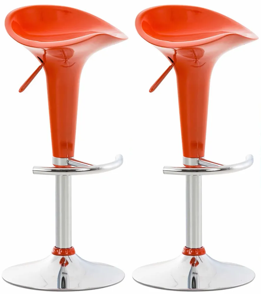 Lot de 2 tabourets de bar design orange pivotant et hauteur réglable TDB10032