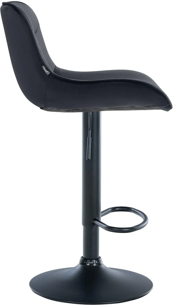 Lot de 2 tabourets de bar pivotant forme ergonomique surpiqûres décoratives en velours noir cadre en métal noir 10_0006362