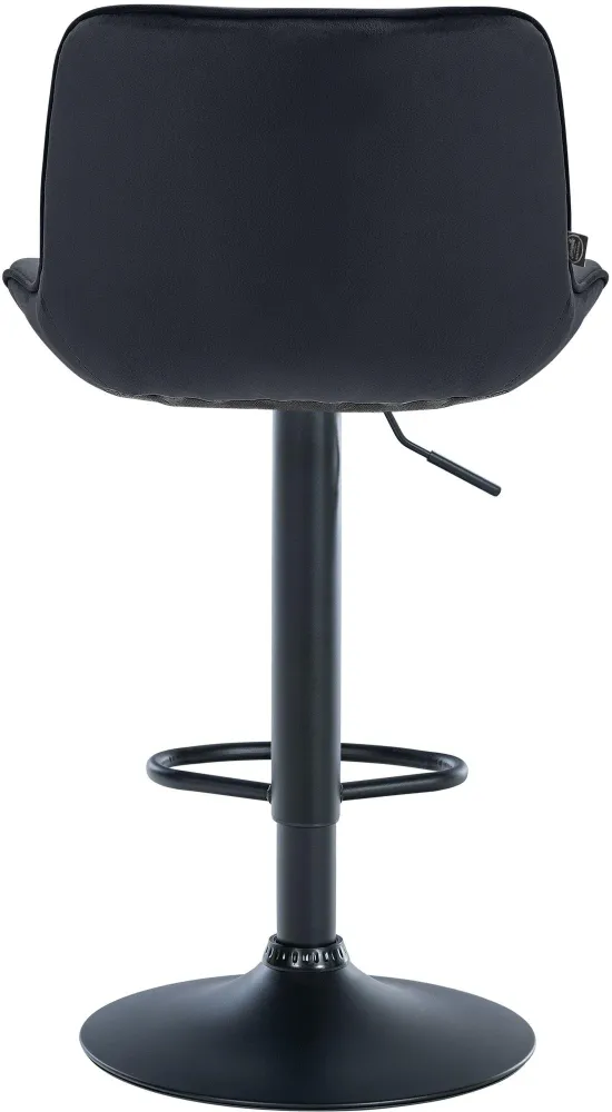 Lot de 2 tabourets de bar pivotant forme ergonomique surpiqûres décoratives en velours noir cadre en métal noir 10_0006362