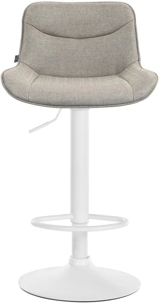 Lot de 2 tabourets de bar pivotant forme ergonomique surpiqûres décoratives en tissu taupe cadre en métal blanc 10_0005995
