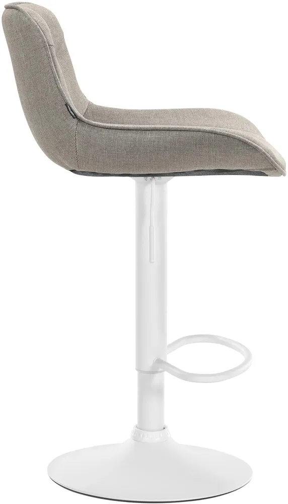 Lot de 2 tabourets de bar pivotant forme ergonomique surpiqûres décoratives en tissu taupe cadre en métal blanc 10_0005995