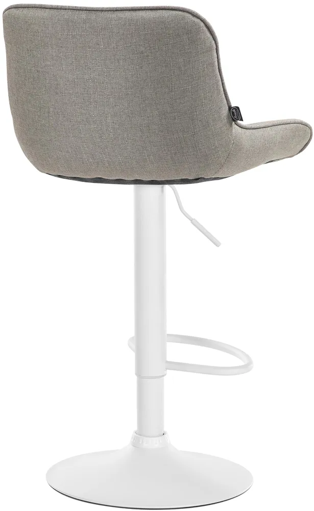 Lot de 2 tabourets de bar pivotant forme ergonomique surpiqûres décoratives en tissu taupe cadre en métal blanc 10_0005995