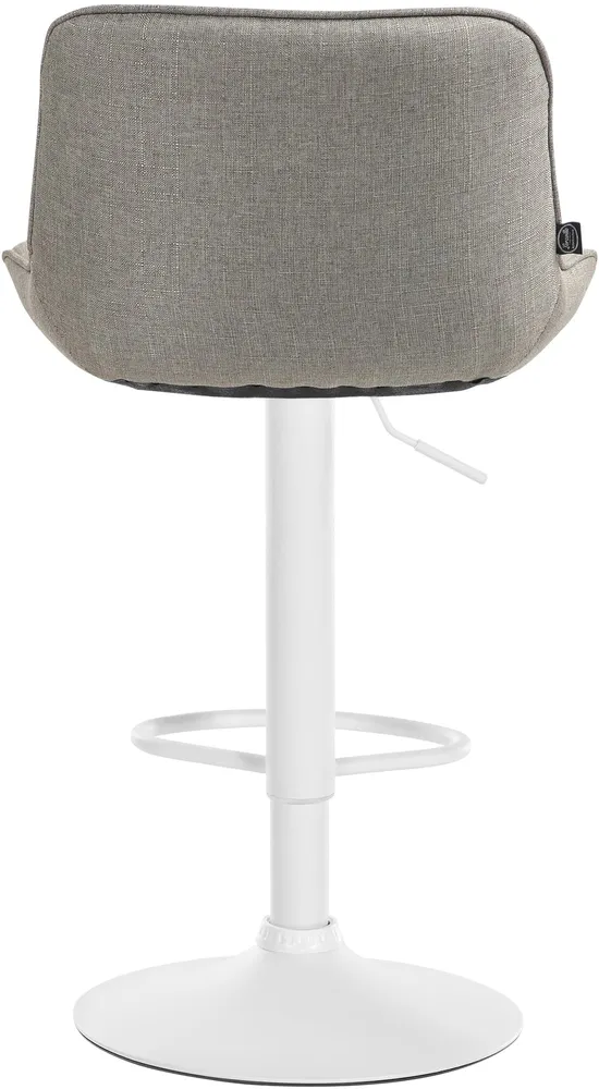 Lot de 2 tabourets de bar pivotant forme ergonomique surpiqûres décoratives en tissu taupe cadre en métal blanc 10_0005995