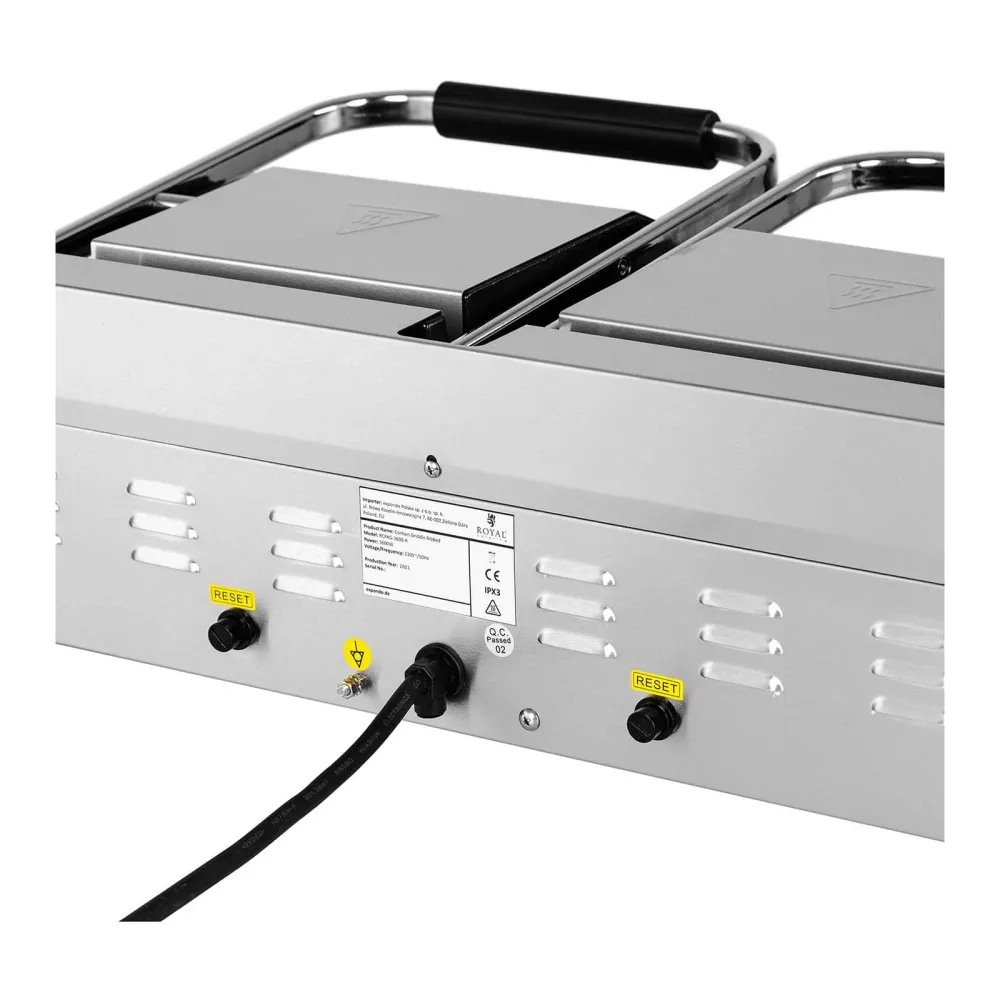 Machine à panini dupliqué appareil toaster rainurée + lisse 3600 watts 50 - 300 °C avec collecteur de graisse inox fonte d...