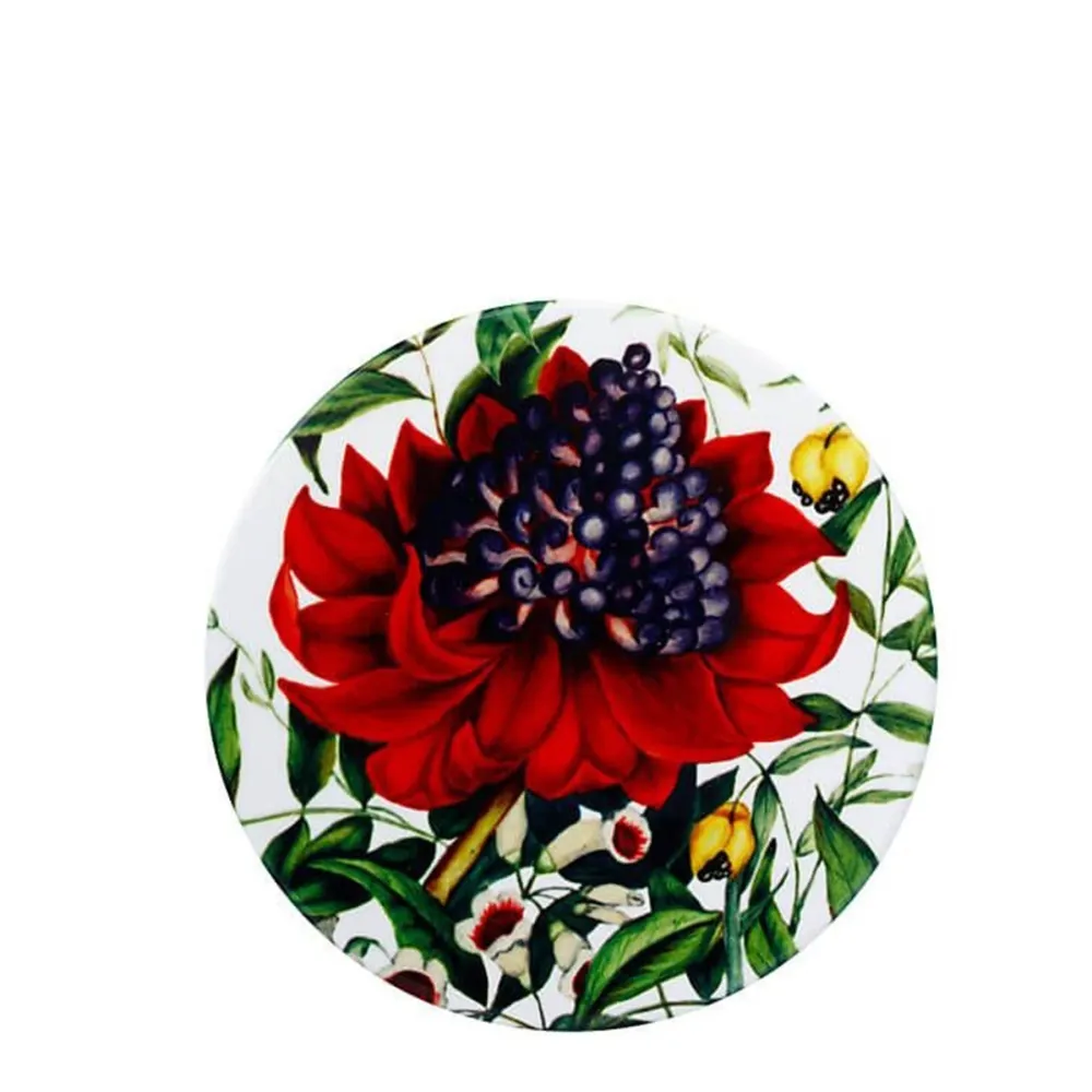 Maxwell & Williams Botanic 9,5cm Round Coasters - Blanc pur & Red