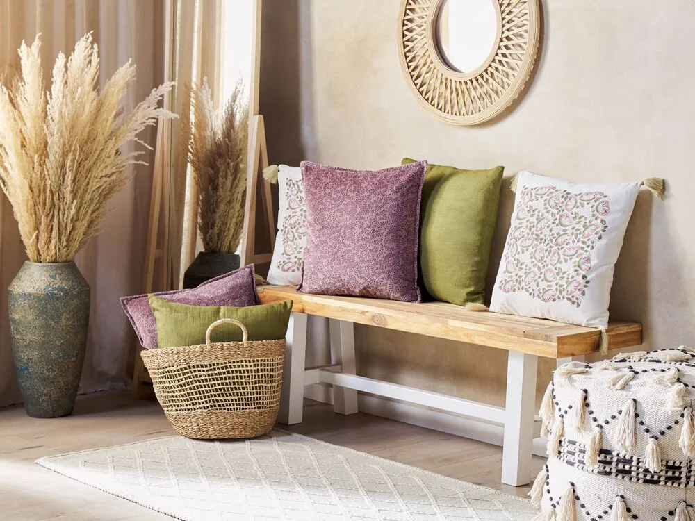 Panne Cushion Floral Motif 45 x 45 cm Pink KALMIA