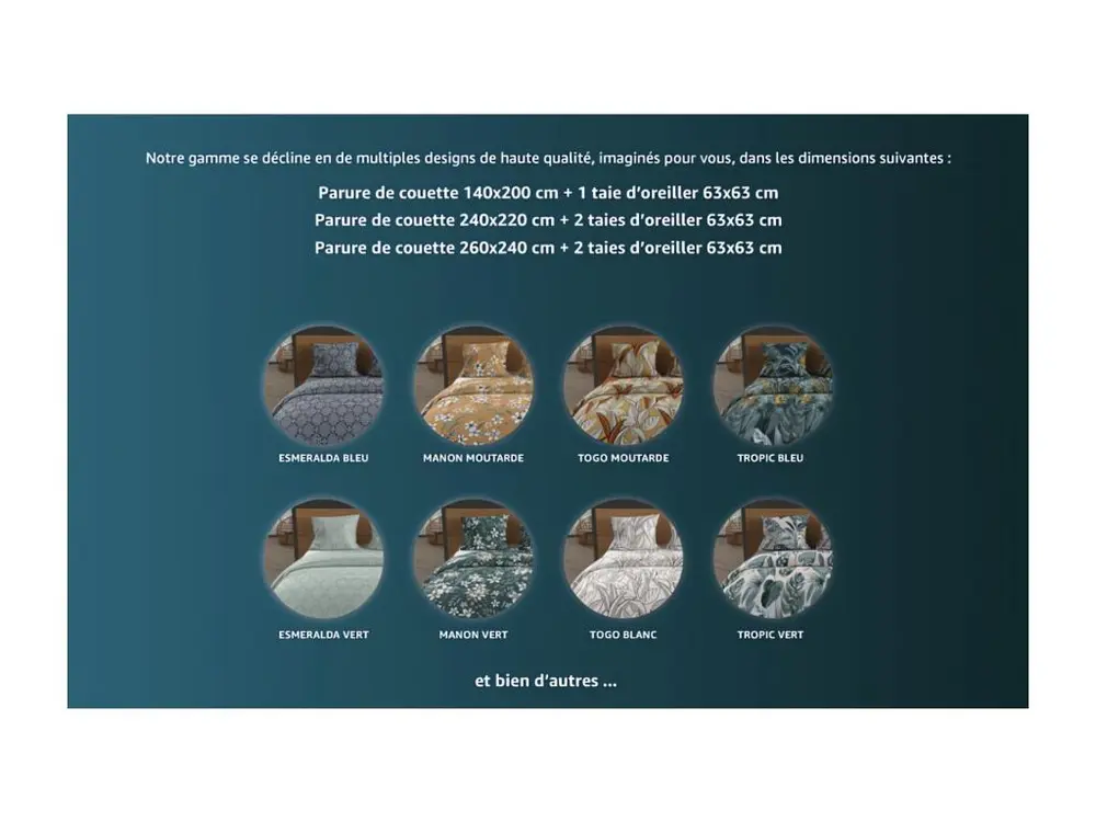 Parure housse de couette en coton 57 fils 240x220 cm TOGO moutarde, par Soleil d'ocre