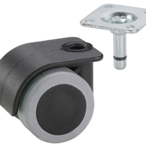 Rouleau de conteneur Dörner + Helmer pour sols réceptifs avec plaque 38 x 38 mm TPE 35 mm capacité de charge 70 kg UE: 12...
