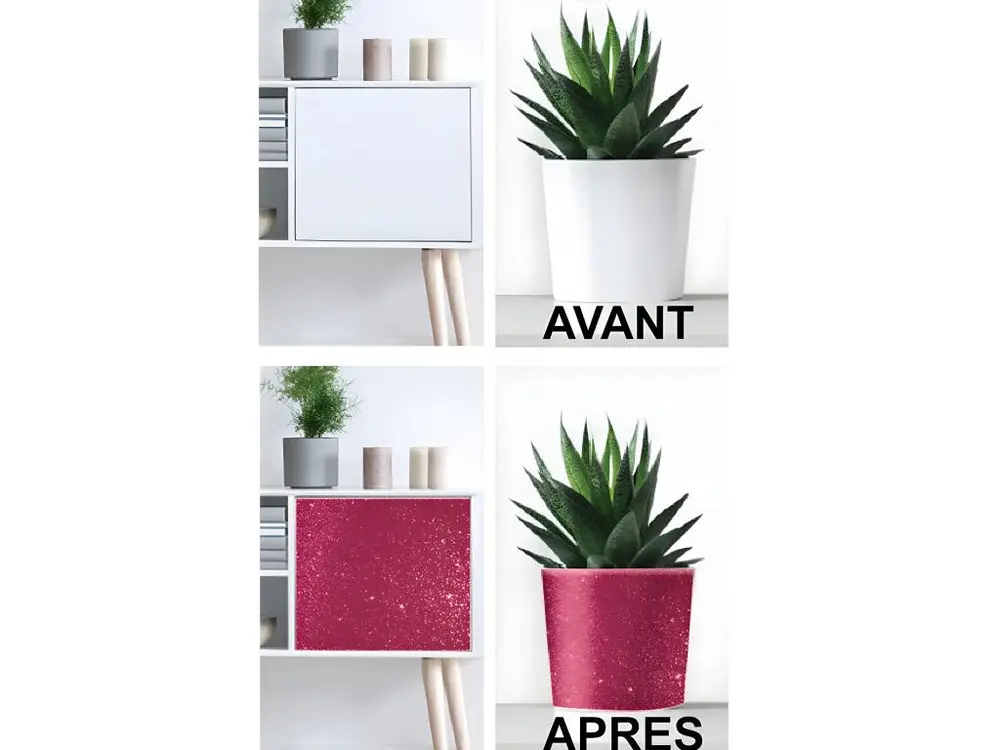 Rouleau d'adhésif décoratif pailleté rouge 45 x 150 cm
