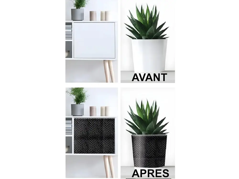 Rouleau d'adhésif décoratif peau de serpent noir 45 x 150 cm