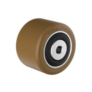 Rouleau de transpalette Wicke avec bandage polyuréthane brun Topthane® 92 Shore sur corps de rouleau en acier PN 82/66 / 4...