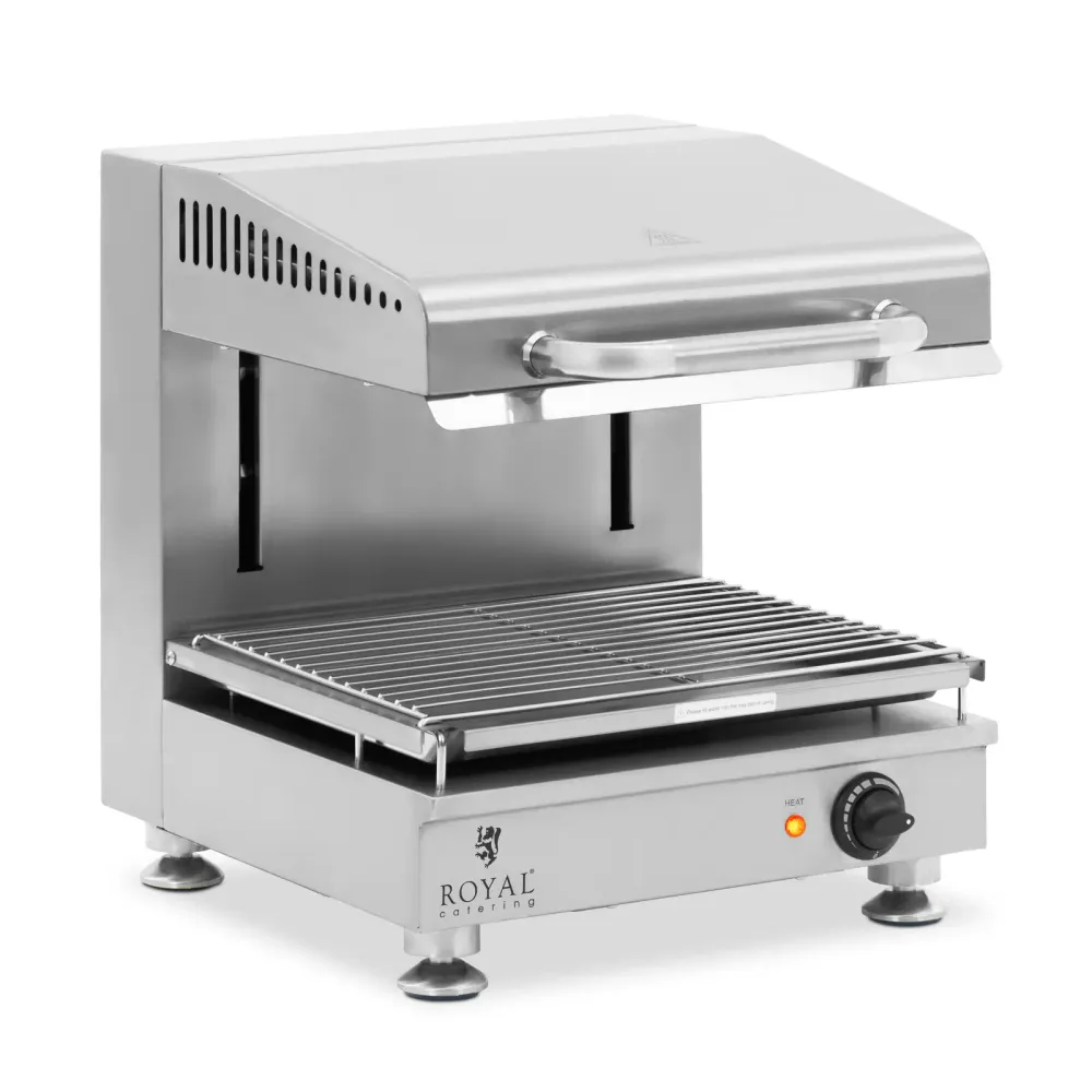 Salamandre professionnelle 2 800 watts 230 volts 45 cm résistance réglable en hauteur acier inoxydable argent métallisé 14...