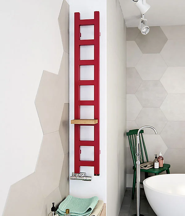 Sèche-serviette électrique rouge trafic de 640mm haut / 200mm vaste - 100 Watt - EAS640/200E83020
