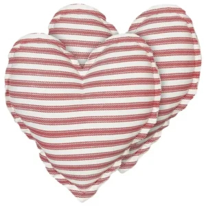 Set 2 En coton pur Heart Cushions 45 x 45 cm White and Red RUBIA