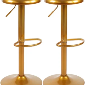 Set de 2 tabourets de bar hauteur réglable avec repose-pieds design récent en métal doré 10_0005863
