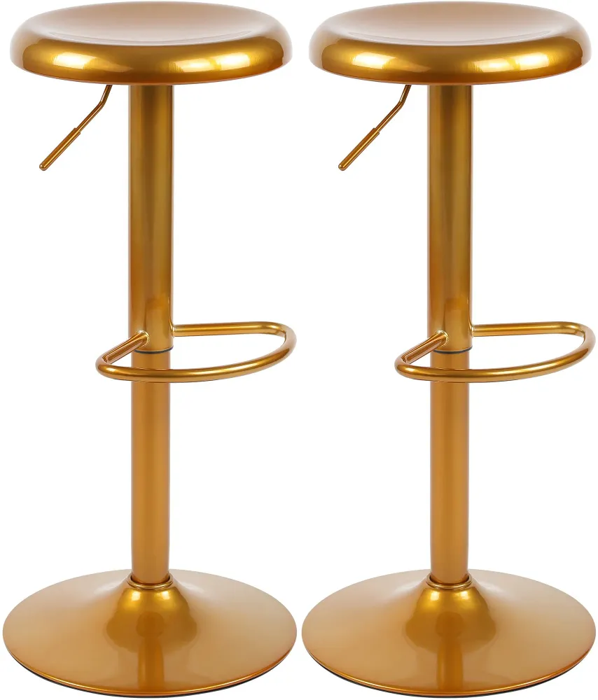 Set de 2 tabourets de bar hauteur réglable avec repose-pieds design récent en métal doré 10_0005863