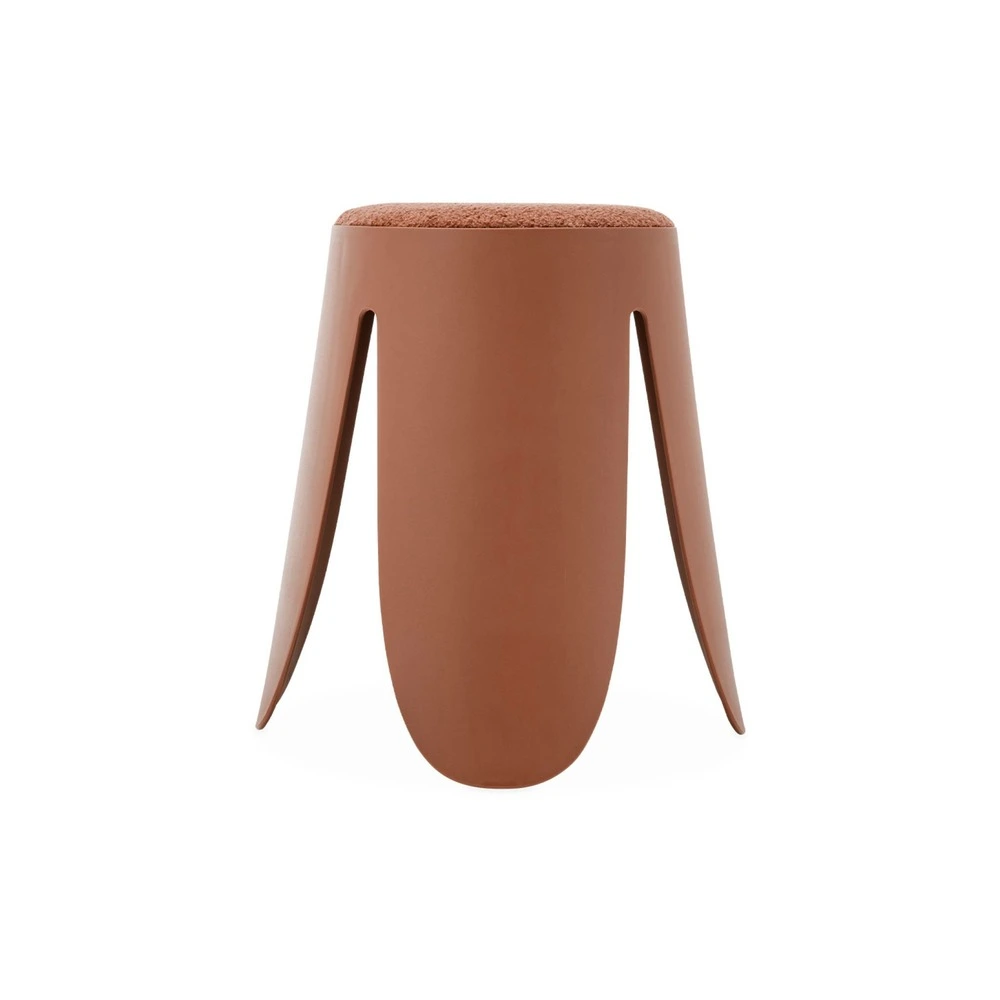 Set de 4 tabourets empilables terracotta. Bouclette texturée. Niki. Ø30 / 44 x h46cm