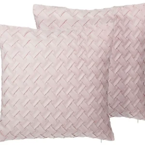 Sierkussen set van 2 imitatiesuède roze 45 x 45 cm TITHONIA