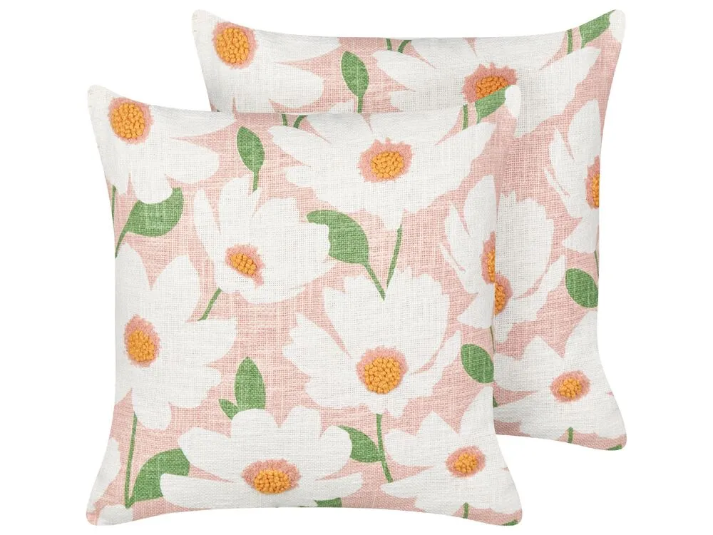 Sierkussen set van 2 katoen roze 45 x 45 cm JATROPHA