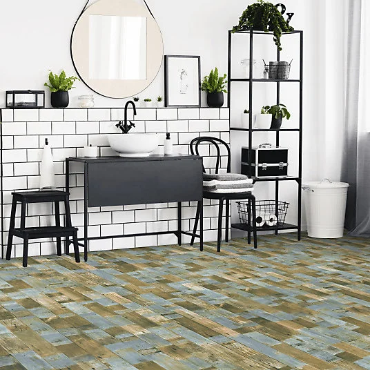Sol Vinyle Podium - imitation Parquet bleuté - Rouleau de 4m x 8m