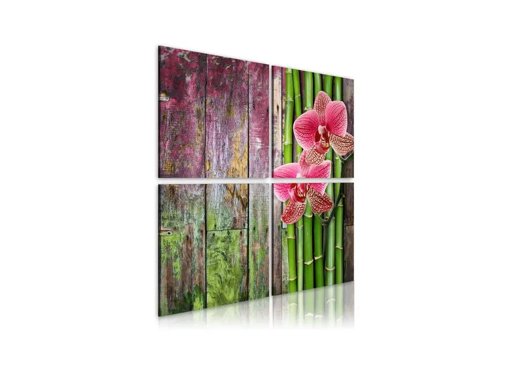 Tableau Zen Bambou et orchidée : Taille - 40 x 40 cm