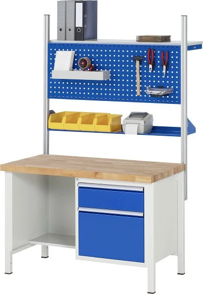 Établi RAU série 8000 - exemple 8462 L1250 x P900 x H840-1040 mm base réseau L1235 x P850 x H800-1000 mm 03-8462A2-129B4H....