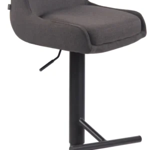 Tabouret de bar avec repose-pied design moderne en tissu gris sombre pieds en métal noir mat TDB10440