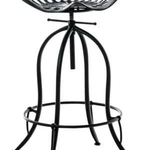 Tabouret de bar x1 avec repose-pieds circulaire design industriel en métal noir 10_0005222