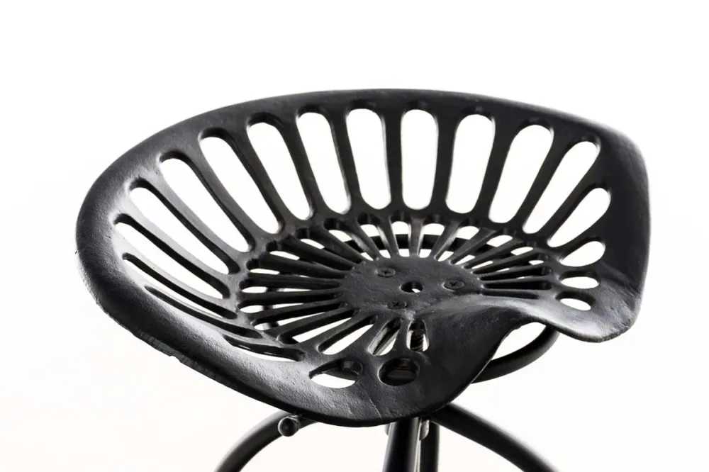 Tabouret de bar x1 avec repose-pieds circulaire design industriel en métal noir 10_0005222