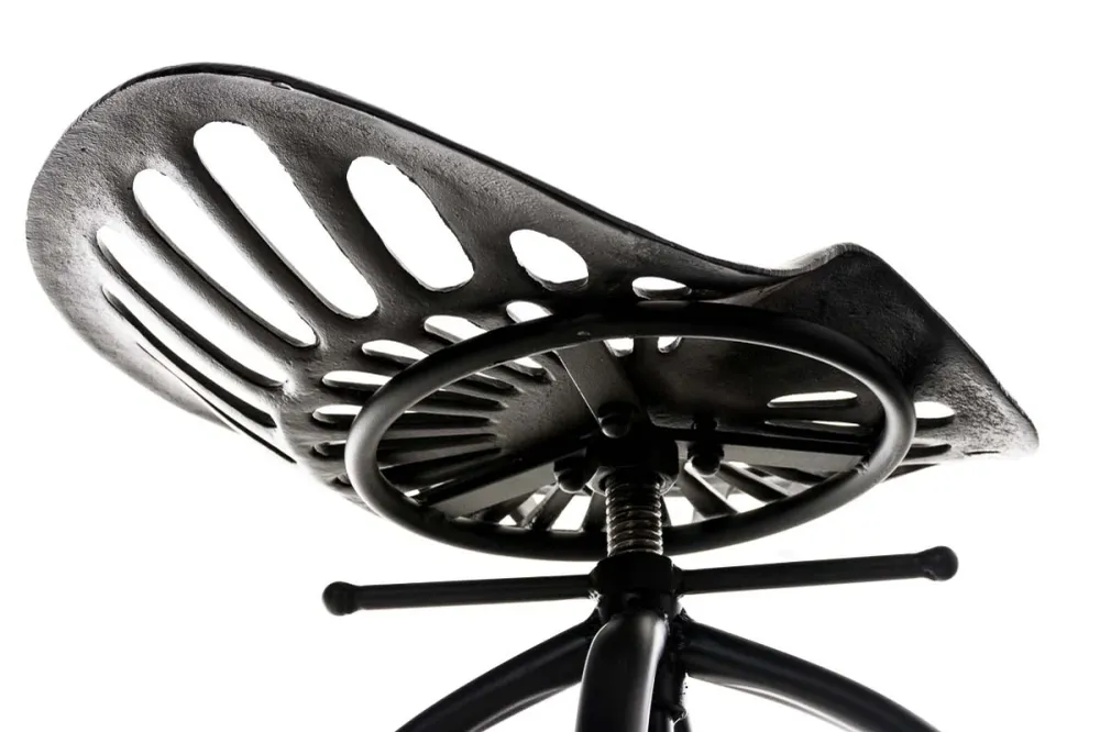 Tabouret de bar x1 avec repose-pieds circulaire design industriel en métal noir 10_0005222