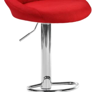Tabouret de bar x1 pivotant hauteur réglable en tissu rouge surpiqûres décoratives cadre en métal chromé 10_0006380
