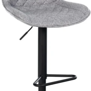 Tabouret de bar x1 repose-pieds hauteur réglable en tissu gris manifeste coutures losange cadre métal noir 10_0005872